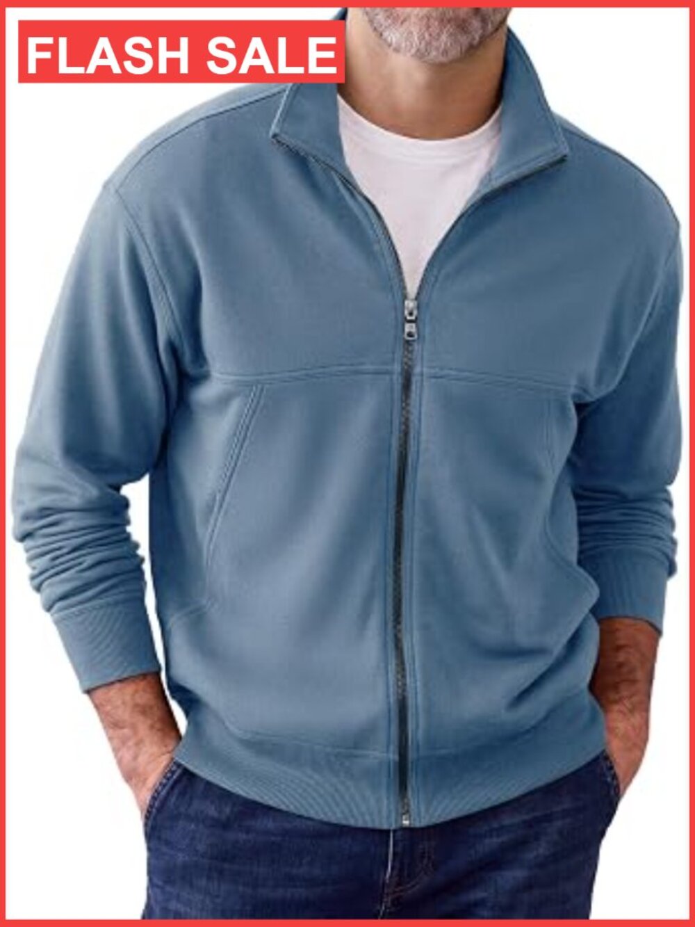 Men's Full Zip Up Fleece Sweatshirt Lightweight Athletic Jacket